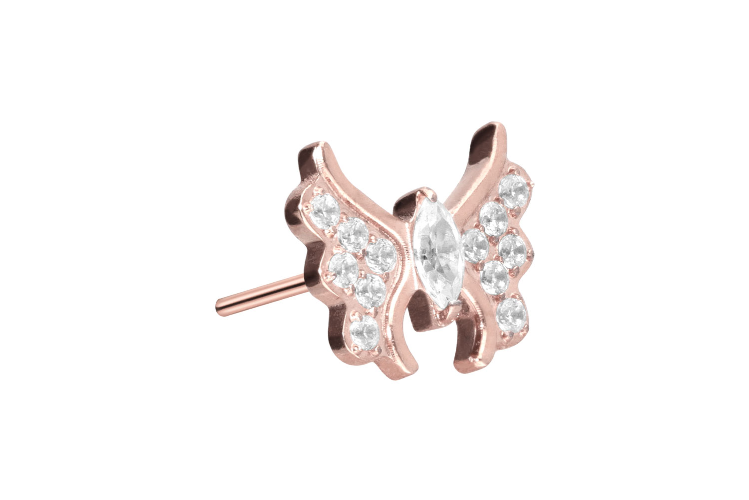 Titan Aufsatz mit Push Pin KRISTALLSCHMETTERLING von Piercingline